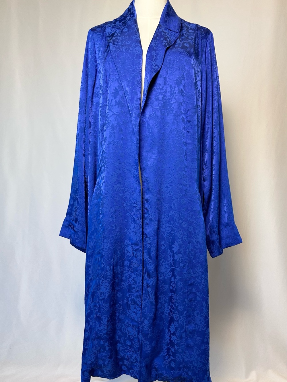 Torrid Royal Blue Satin Floral Jacquard Longline Duster Kimono Jacket 1 / 1X